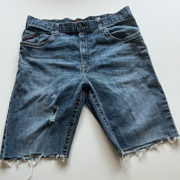 Ariat M4 Rebar FR Jean Shorts Mens 38x10 Low‎ Rise Cut Off Jorts (B5) - Picture 2 of 12